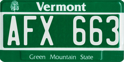 VT license plate AFX663