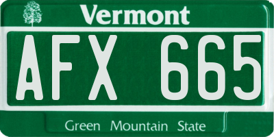 VT license plate AFX665