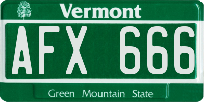 VT license plate AFX666