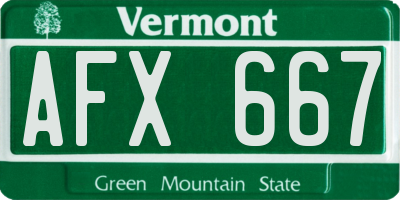 VT license plate AFX667