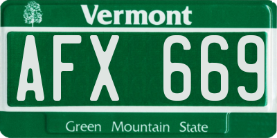 VT license plate AFX669