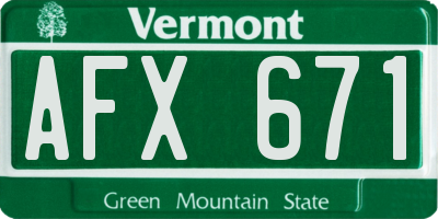 VT license plate AFX671