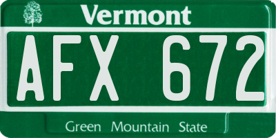VT license plate AFX672