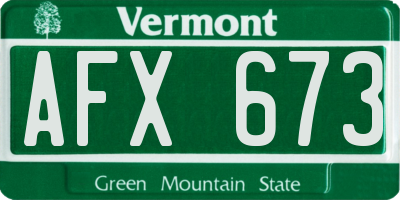 VT license plate AFX673