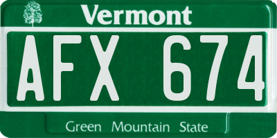 VT license plate AFX674