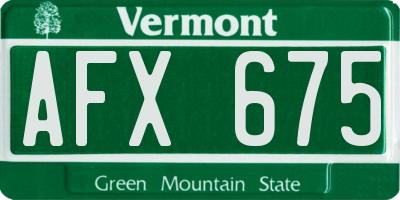 VT license plate AFX675