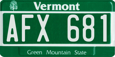 VT license plate AFX681
