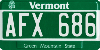 VT license plate AFX686