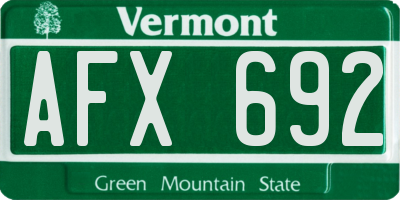 VT license plate AFX692