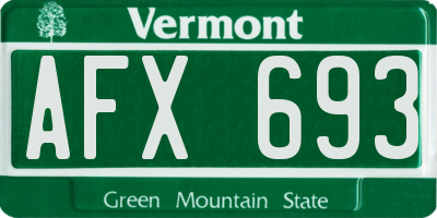 VT license plate AFX693