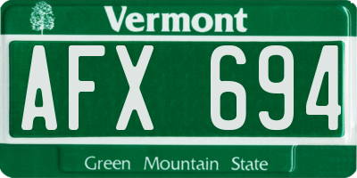 VT license plate AFX694
