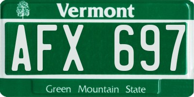 VT license plate AFX697