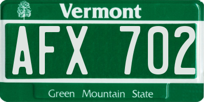 VT license plate AFX702