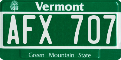VT license plate AFX707