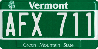 VT license plate AFX711