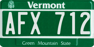 VT license plate AFX712