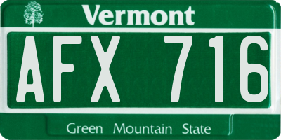 VT license plate AFX716
