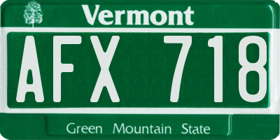 VT license plate AFX718