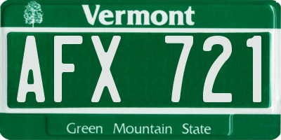 VT license plate AFX721