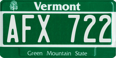 VT license plate AFX722