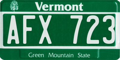VT license plate AFX723