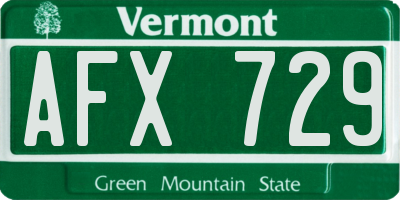 VT license plate AFX729