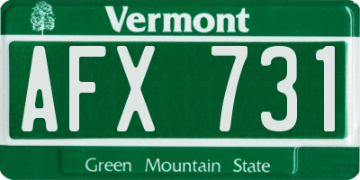 VT license plate AFX731