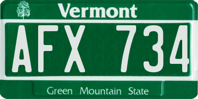 VT license plate AFX734
