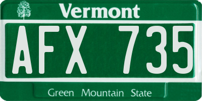VT license plate AFX735
