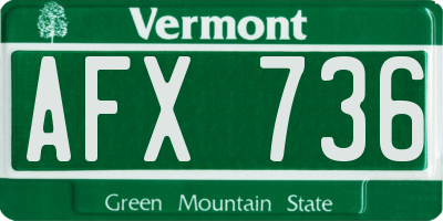 VT license plate AFX736