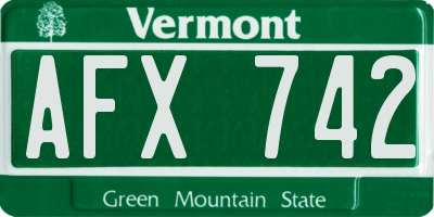 VT license plate AFX742