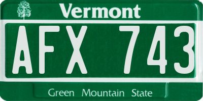 VT license plate AFX743