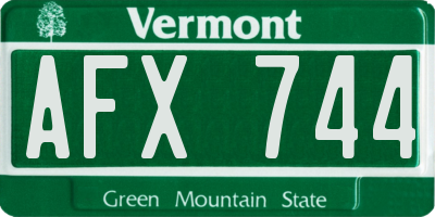 VT license plate AFX744