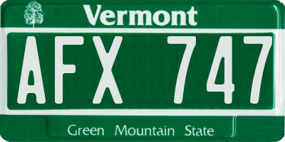 VT license plate AFX747