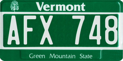 VT license plate AFX748