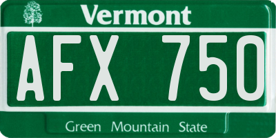VT license plate AFX750