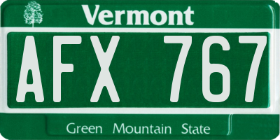 VT license plate AFX767