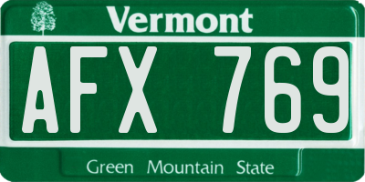 VT license plate AFX769