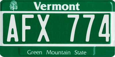 VT license plate AFX774