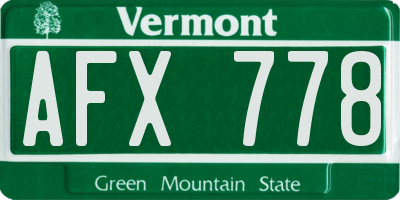 VT license plate AFX778