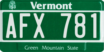 VT license plate AFX781