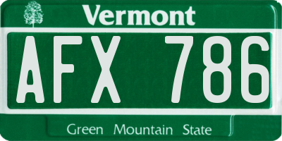 VT license plate AFX786