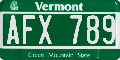 VT license plate AFX789