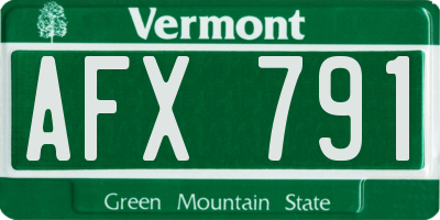 VT license plate AFX791