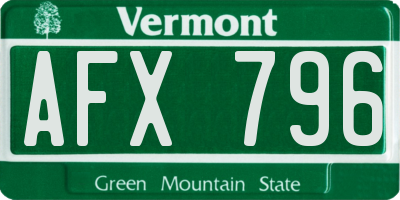 VT license plate AFX796