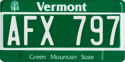 VT license plate AFX797