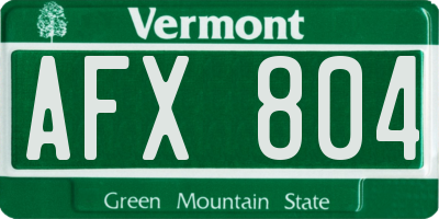 VT license plate AFX804