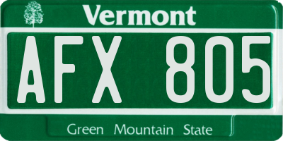 VT license plate AFX805