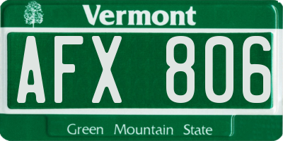 VT license plate AFX806