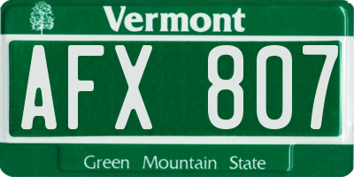 VT license plate AFX807